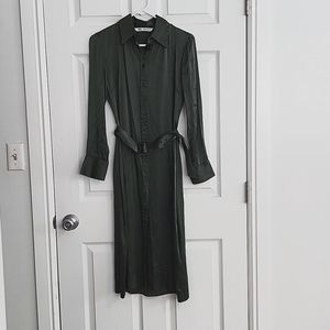 Silk Professional Olive Green Dress